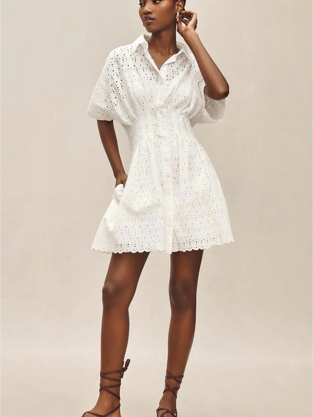 Anthropologie The Somerset Eyelet Mini Dress White